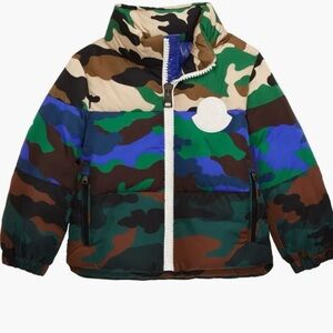Moncler Multicolor Camo Down Jacket with White Logo